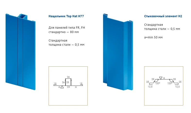 Нащельник Top Hat H77 и стыковочный элемент H2